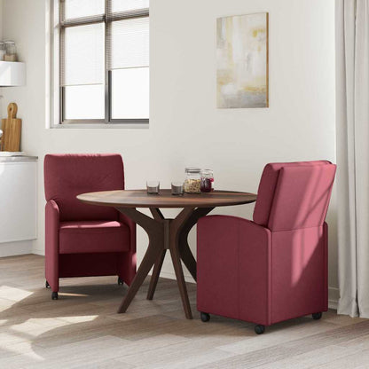 Sedie da Pranzo con Ruote 2 pcs Rosso vino 57 x 67 x 95 cm