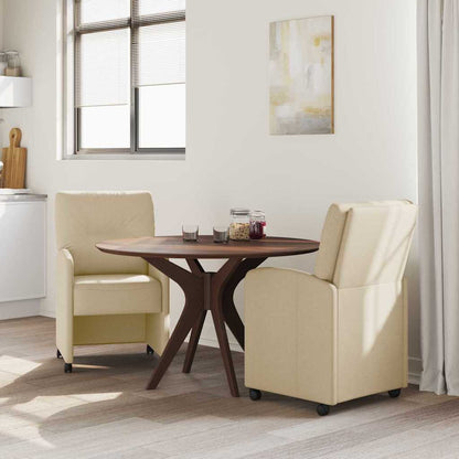 Sedie da Pranzo con Ruote 2 pcs Crema 57 x 67 x 95 cm Tessuto