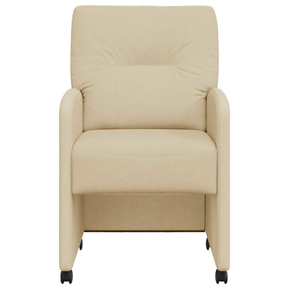 Sedie da Pranzo con Ruote 2 pcs Crema 57 x 67 x 95 cm Tessuto