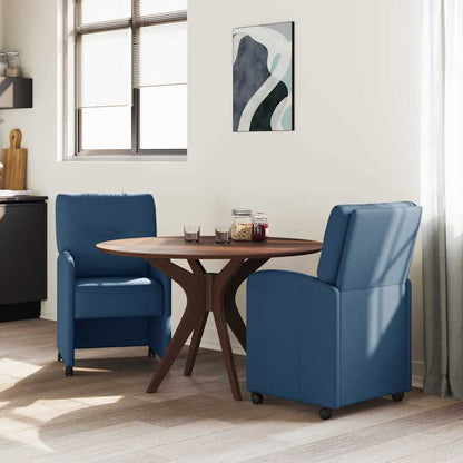 Sedie da Pranzo con Ruote 2 pcs Blu 57 x 67 x 95 cm Tessuto