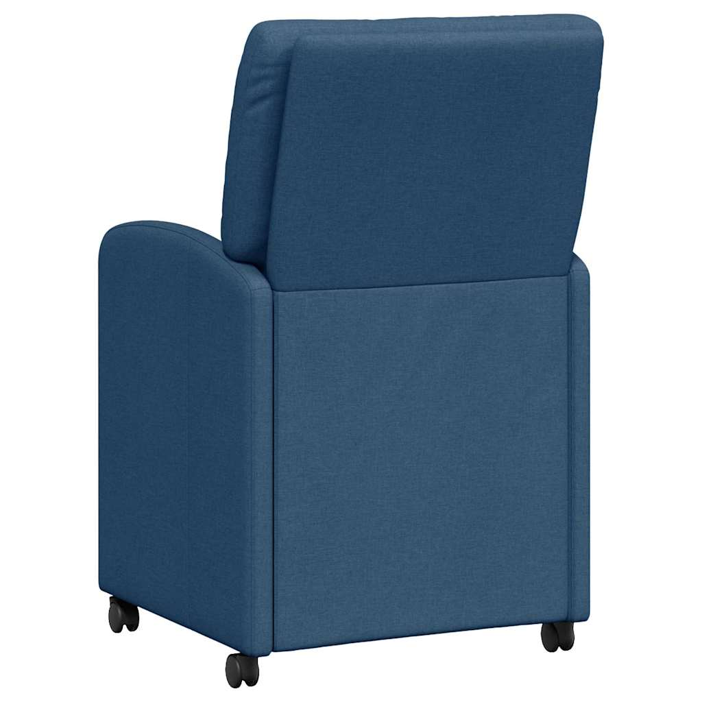 Sedie da Pranzo con Ruote 2 pcs Blu 57 x 67 x 95 cm Tessuto