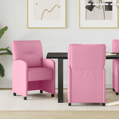 Sedie da Pranzo con Ruote 2 pcs Rosa 57 x 67 x 95 cm Tessuto