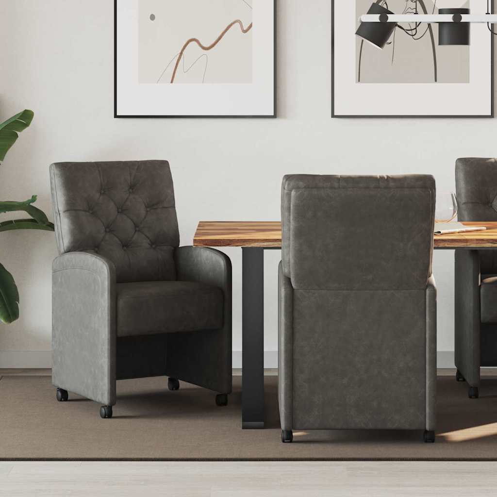 Sedie da Pranzo con Ruote con ruote 2 pcs Nero 58 x 67 x 97 cm