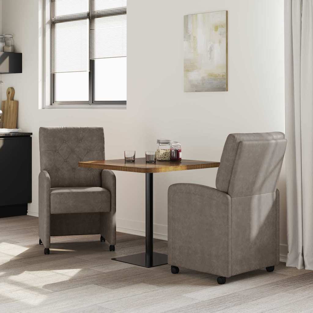 Sedie da Pranzo con Ruote 2 pcs Grigio 58 x 67 x 97 cm