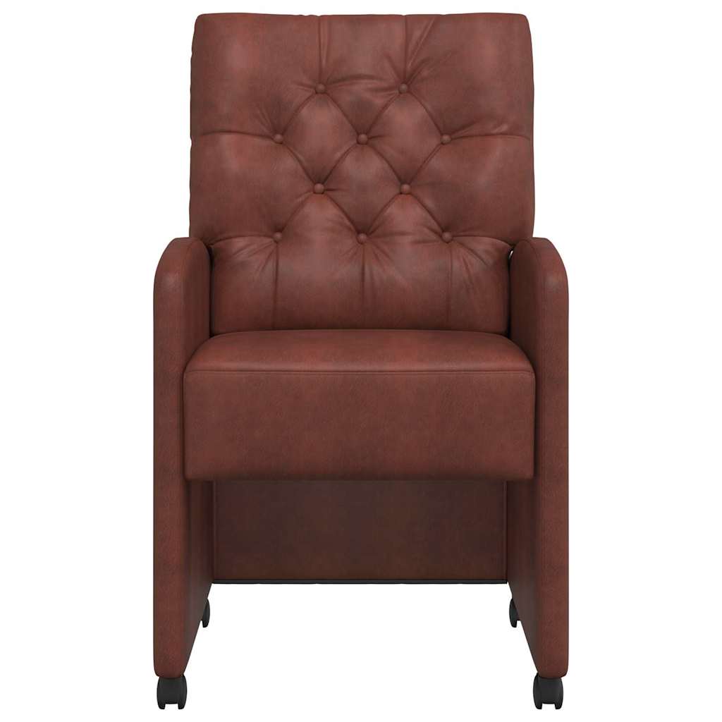 Sedie da Pranzo con Ruote 2 pcs Marrone lucido 58 x 67 x 97 cm