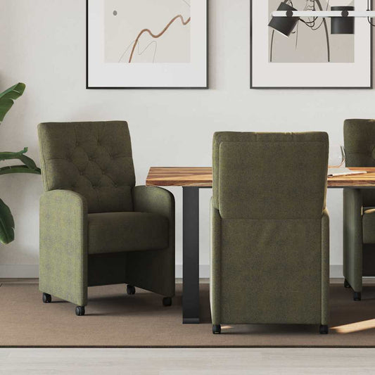 Sedie da Pranzo con Ruote 2 pcs Verde militare 58 x 67 x 97 cm | homemem39