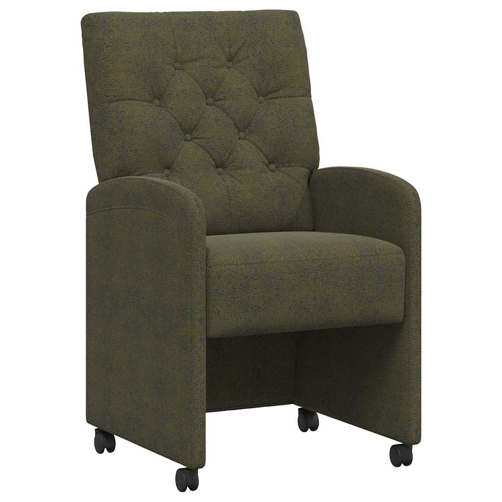 Sedie da Pranzo con Ruote 2 pcs Verde militare 58 x 67 x 97 cm