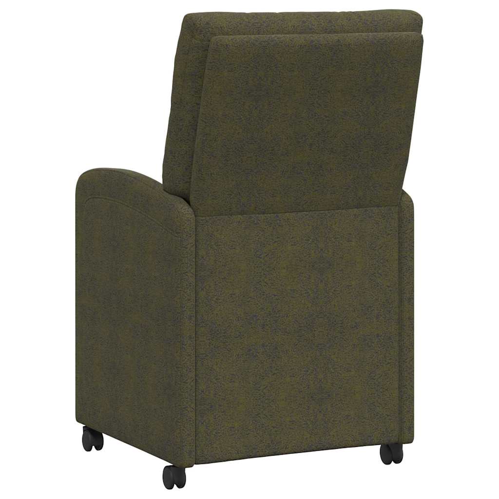 Sedie da Pranzo con Ruote 2 pcs Verde militare 58 x 67 x 97 cm
