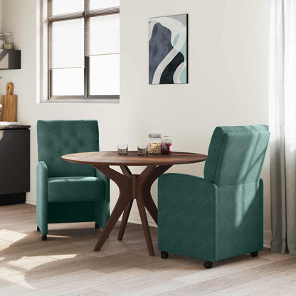 Sedie da Pranzo con Ruote 2 pcs Verde scuro 58 x 67 x 97 cm
