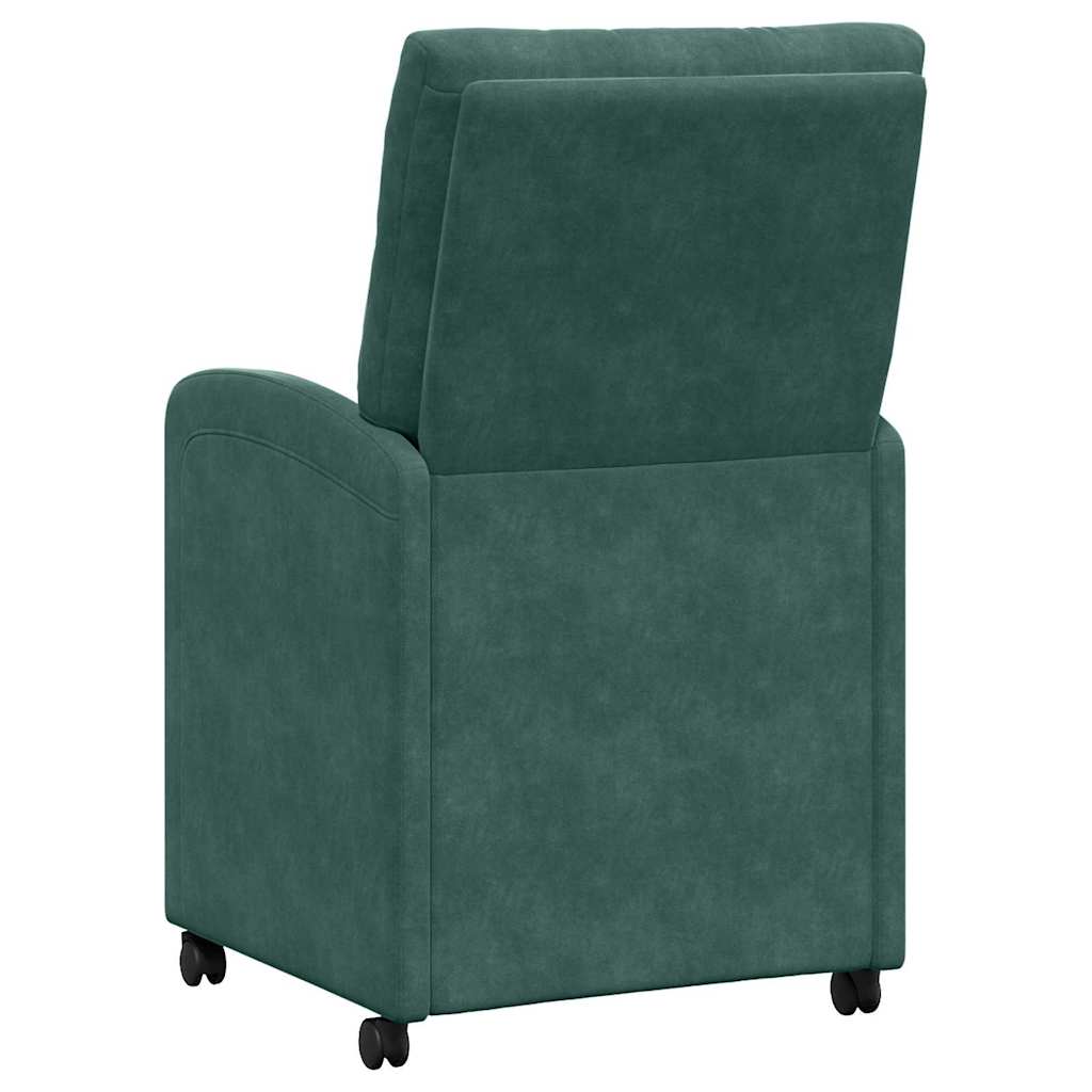 Sedie da Pranzo con Ruote 2 pcs Verde scuro 58 x 67 x 97 cm