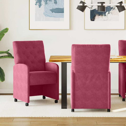 Sedie da Pranzo con Ruote 2 pcs Rosso vino 58 x 67 x 97 cm | homemem39