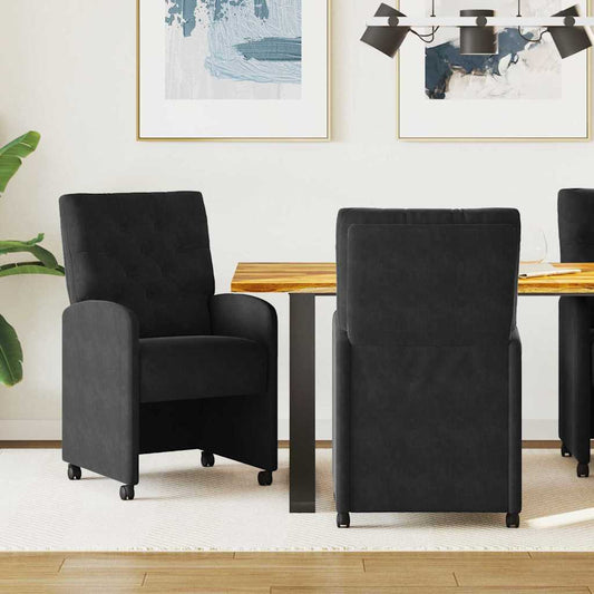 Sedie da Pranzo con Ruote 2 pcs Nero 58 x 67 x 97 cm Velluto
