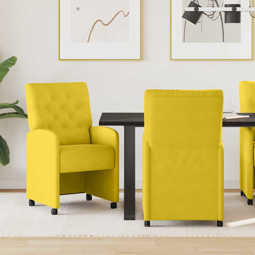 Sedie da Pranzo con Ruote 2 pcs Giallo 58 x 67 x 97 cm Velluto