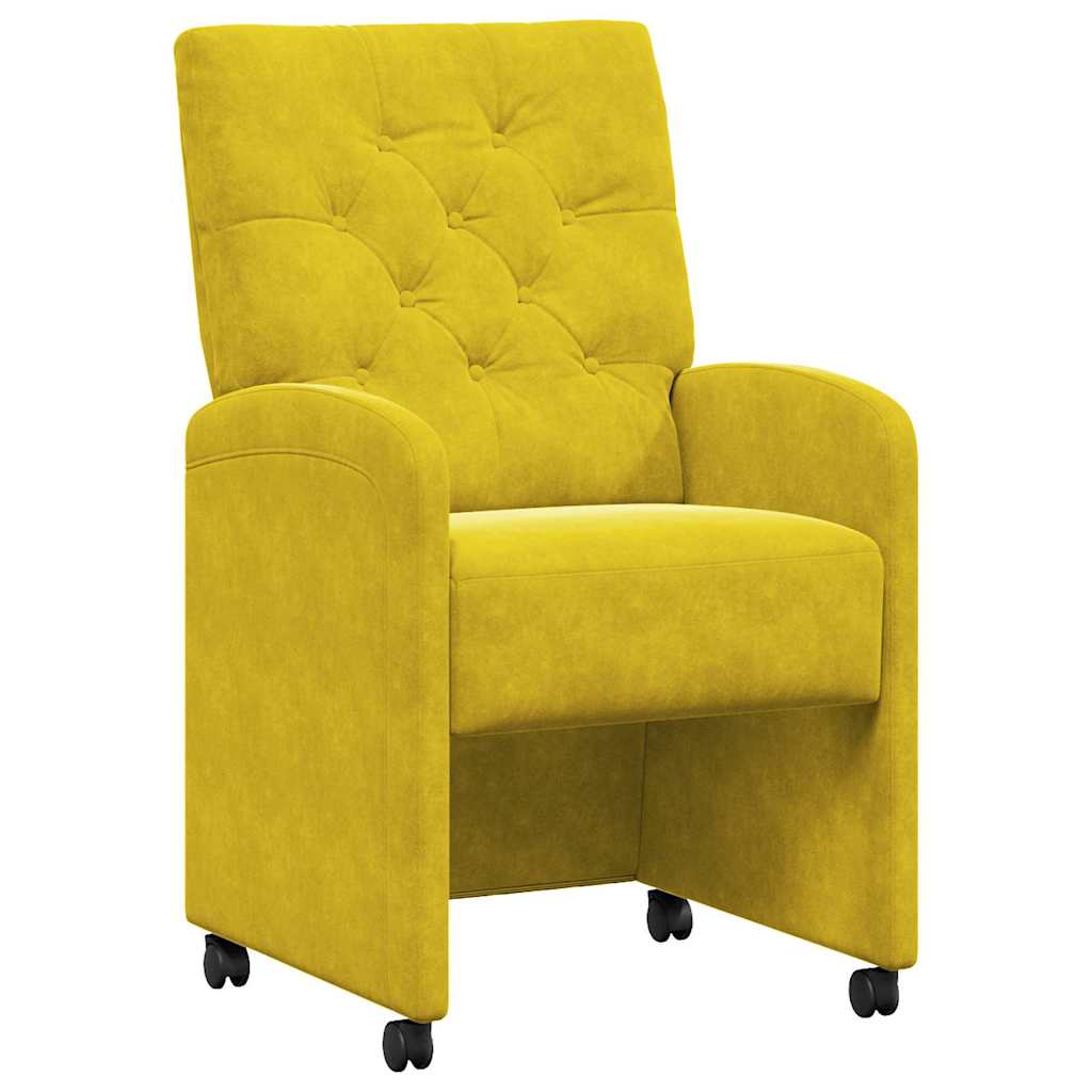 Sedie da Pranzo con Ruote 2 pcs Giallo 58 x 67 x 97 cm Velluto