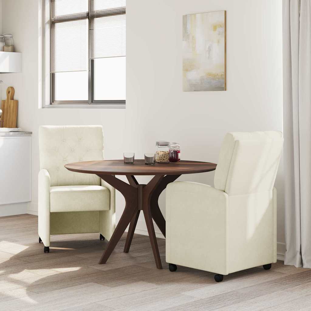 Sedie da Pranzo con Ruote 2 pcs Crema 58 x 67 x 97 cm Velluto