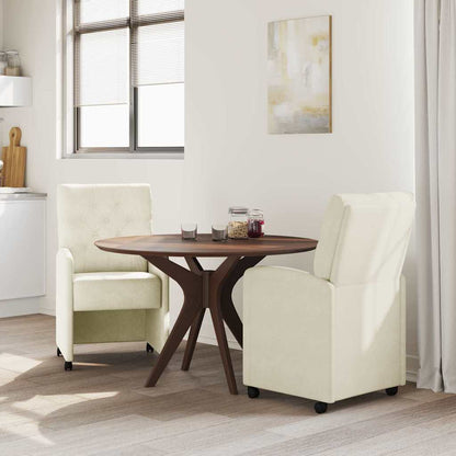 Sedie da Pranzo con Ruote 2 pcs Crema 58 x 67 x 97 cm Velluto