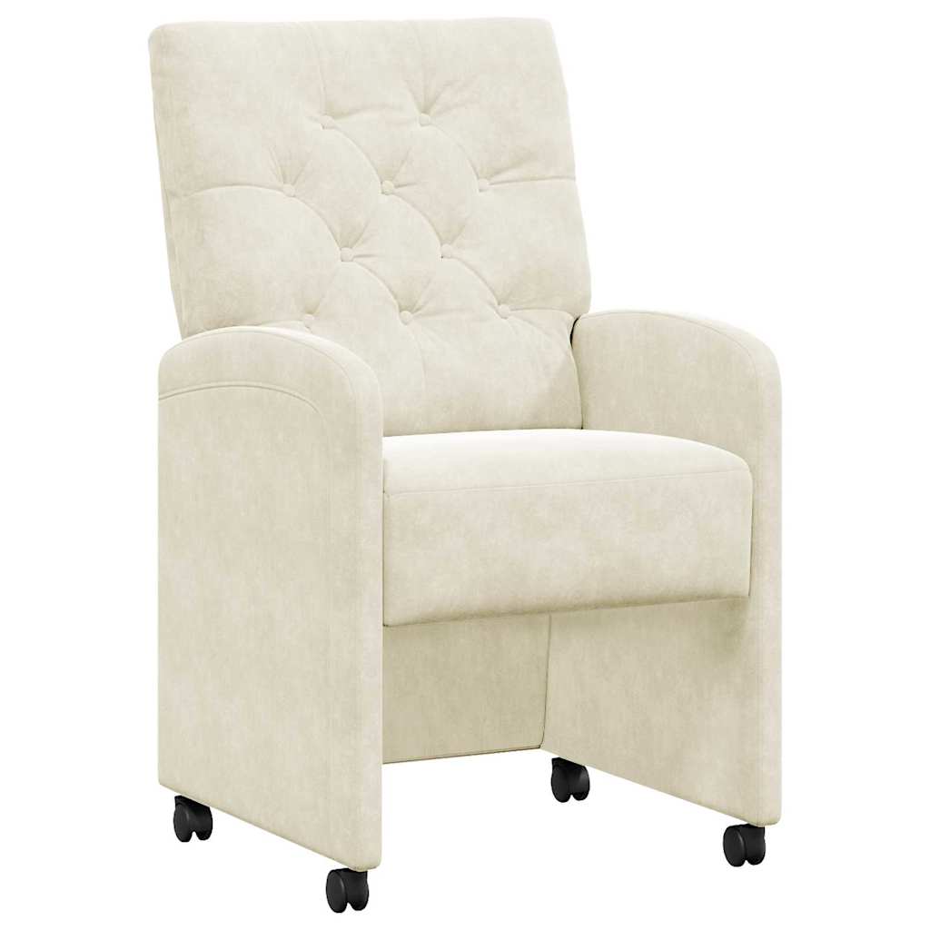Sedie da Pranzo con Ruote 2 pcs Crema 58 x 67 x 97 cm Velluto
