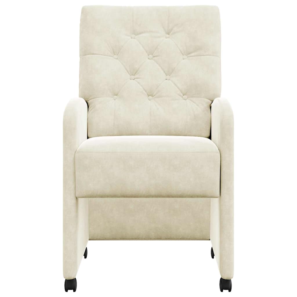 Sedie da Pranzo con Ruote 2 pcs Crema 58 x 67 x 97 cm Velluto