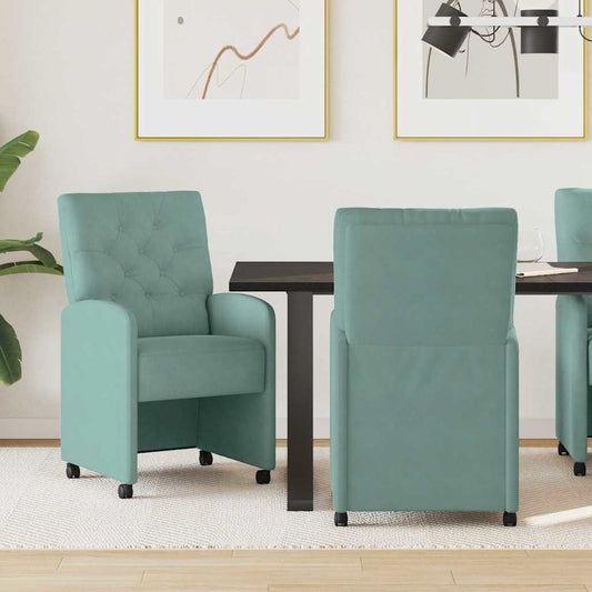 Sedie da Pranzo con Ruote 2 pcs verde mare 58 x 67 x 97 cm | homemem39
