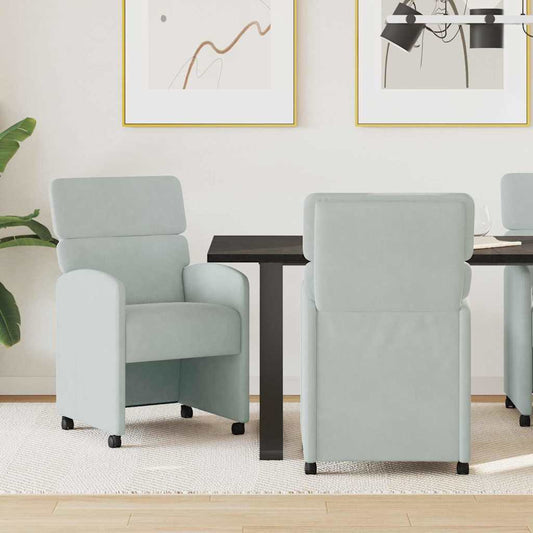 Sedie da Pranzo con Ruote 2 pcs Grigio chiaro 58 x 65 x 98 cm | homemem39