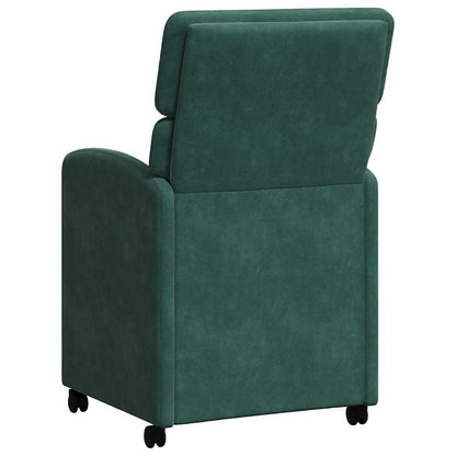 Sedie da Pranzo con Ruote 2 pcs Verde scuro 58 x 65 x 98 cm