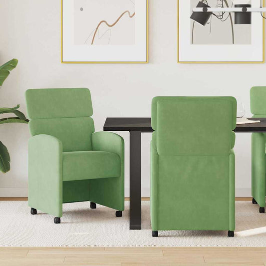 Sedie da Pranzo con Ruote 2 pcs Verde chiaro 58 x 65 x 98 cm | homemem39