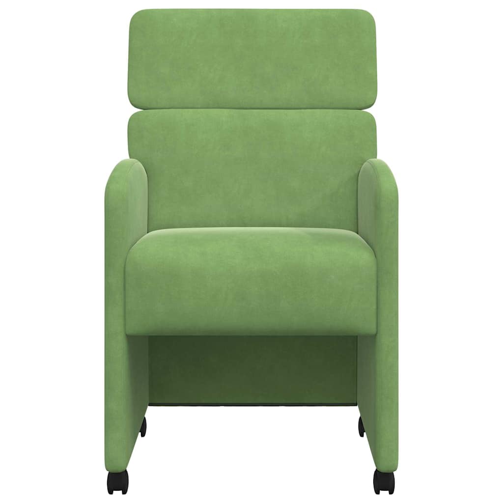 Sedie da Pranzo con Ruote 2 pcs Verde chiaro 58 x 65 x 98 cm