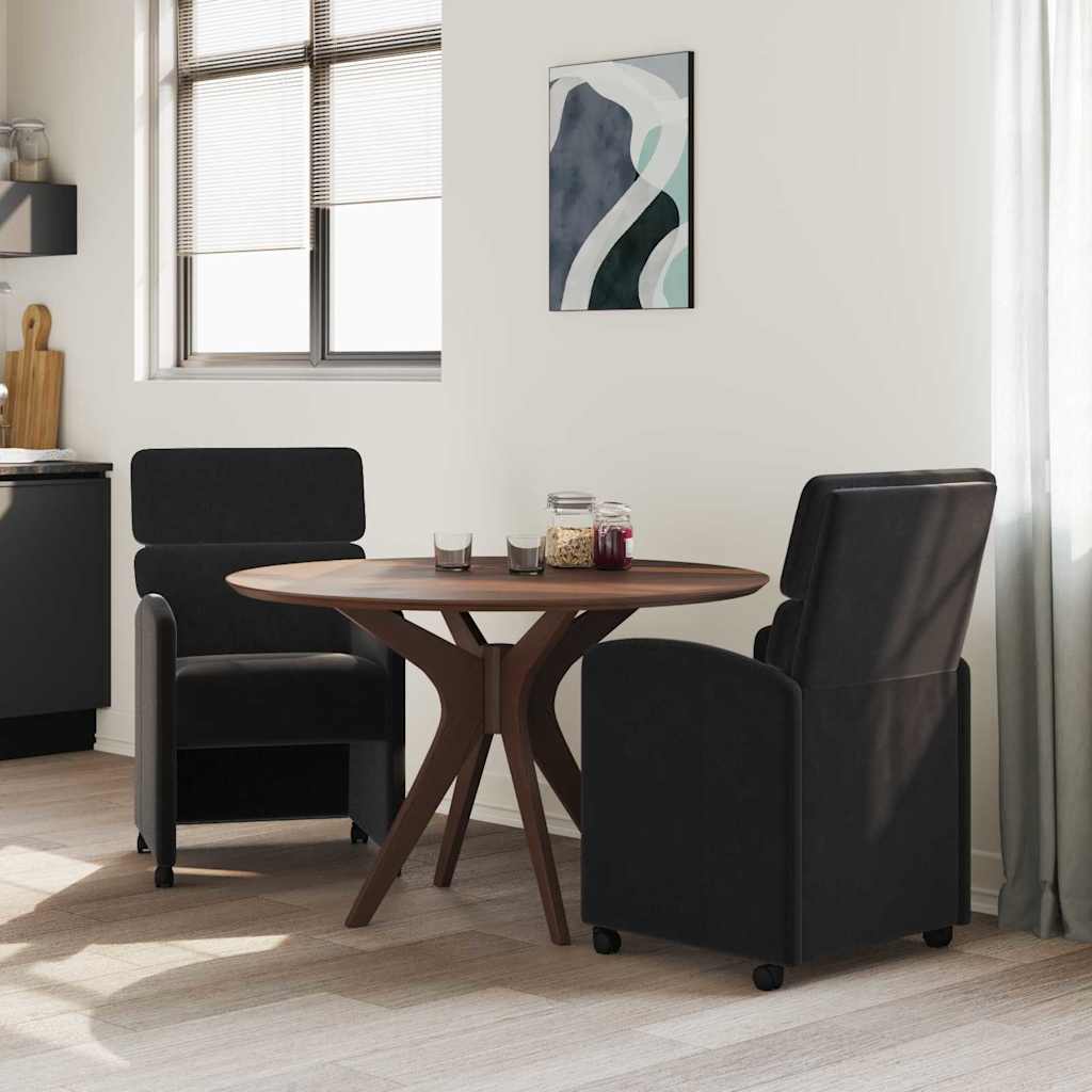 Sedie da Pranzo con Ruote 2 pcs Nero 58 x 65 x 98 cm Velluto