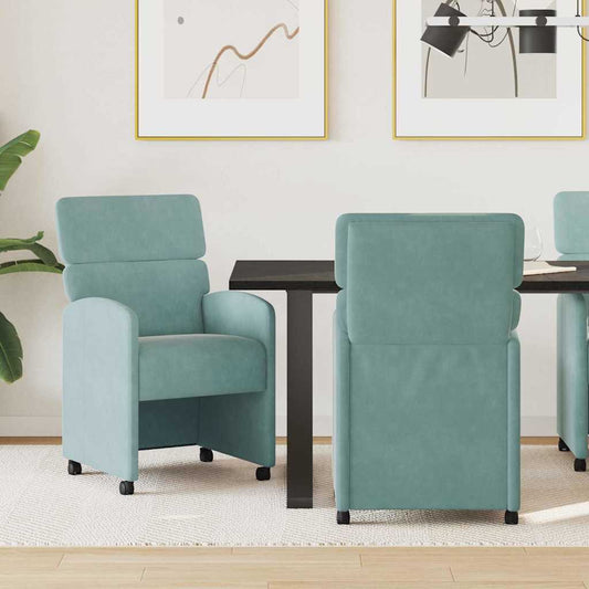 Sedie da Pranzo con Ruote 2 pcs verde mare 58 x 65 x 98 cm | homemem39