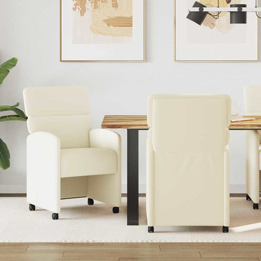 Sedie da Pranzo con Ruote con ruote 2 pcs Crema 58 x 65 x 98 cm | homemem39