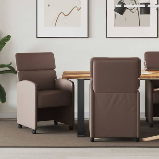 Sedie da Pranzo con Ruote 2 pcs Marrone 58 x 65 x 98 cm | homemem39