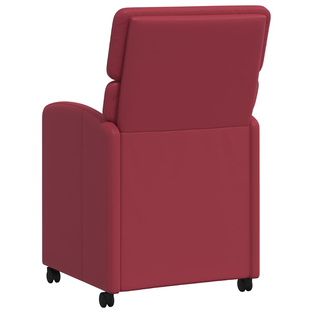 Sedie da Pranzo con Ruote 2 pcs Rosso vino 58 x 65 x 98 cm