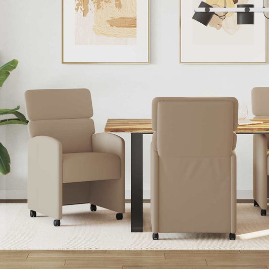 Sedie da Pranzo con Ruote 2 pcs Cappuccino 58 x 65 x 98 cm | homemem39