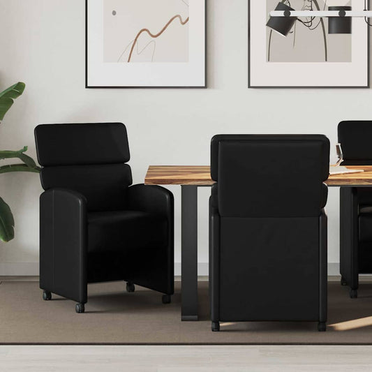 Sedie da Pranzo con Ruote con ruote 2 pcs Nero 58 x 65 x 98 cm | homemem39