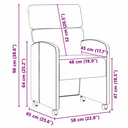Sedie da Pranzo con Ruote con ruote 2 pcs Nero 58 x 65 x 98 cm