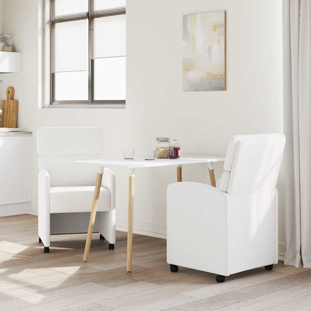 Sedie da Pranzo con Ruote 2 pcs Bianco 58 x 65 x 98 cm