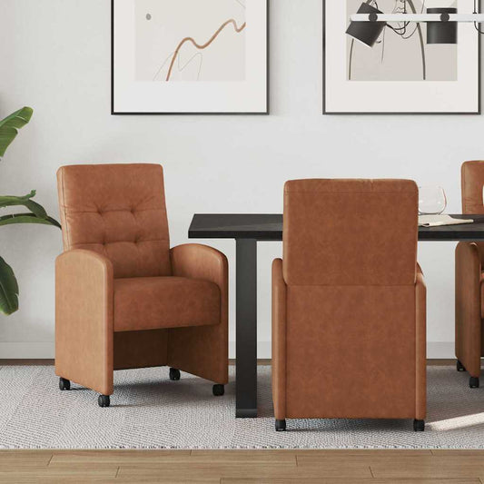 Sedie da Pranzo con Ruote 2 pcs Marrone 58 x 67 x 97 cm | homemem39