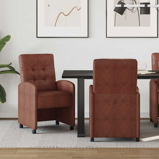 Sedie da Pranzo con Ruote 2 pcs Marrone lucido 58 x 67 x 97 cm | homemem39