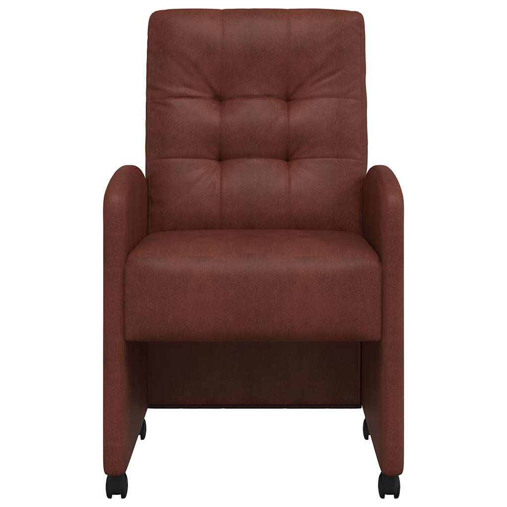 Sedie da Pranzo con Ruote 2 pcs Marrone lucido 58 x 67 x 97 cm