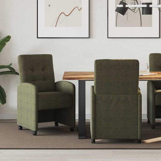 Sedie da Pranzo con Ruote 2 pcs Verde militare 58 x 67 x 97 cm | homemem39