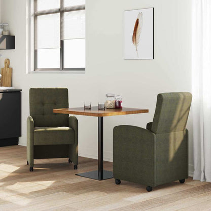 Sedie da Pranzo con Ruote 2 pcs Verde militare 58 x 67 x 97 cm
