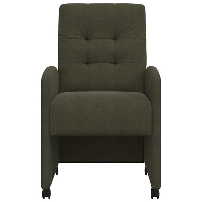 Sedie da Pranzo con Ruote 2 pcs Verde militare 58 x 67 x 97 cm