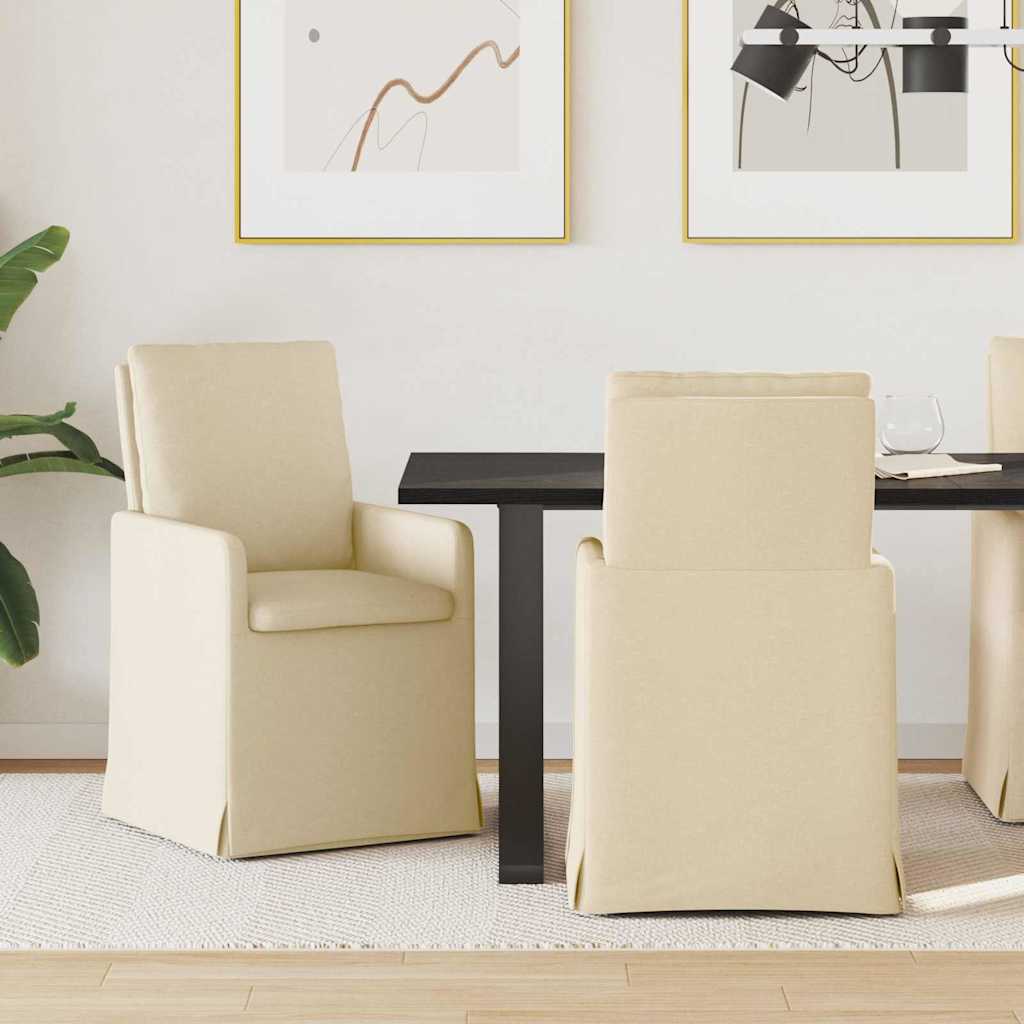 Sedie da pranzo 2 pcs Crema 57 x 67 x 98 cm Tessuto