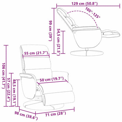 Poltrona reclinabile Bianco 71 x 98 x 106 cm Pelle sintetica