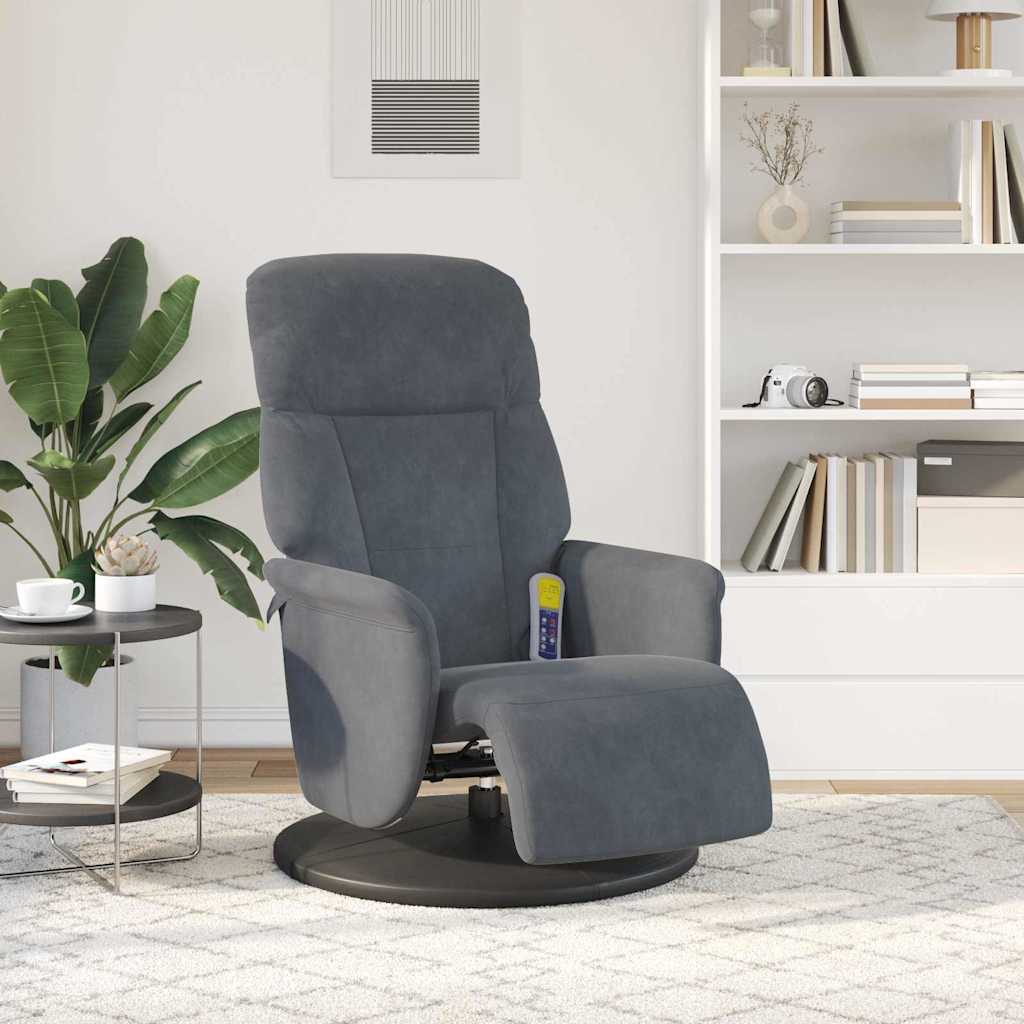 Poltrona Massaggiante Grigio scuro 91 x 71 x 105 cm Velluto | homemem39