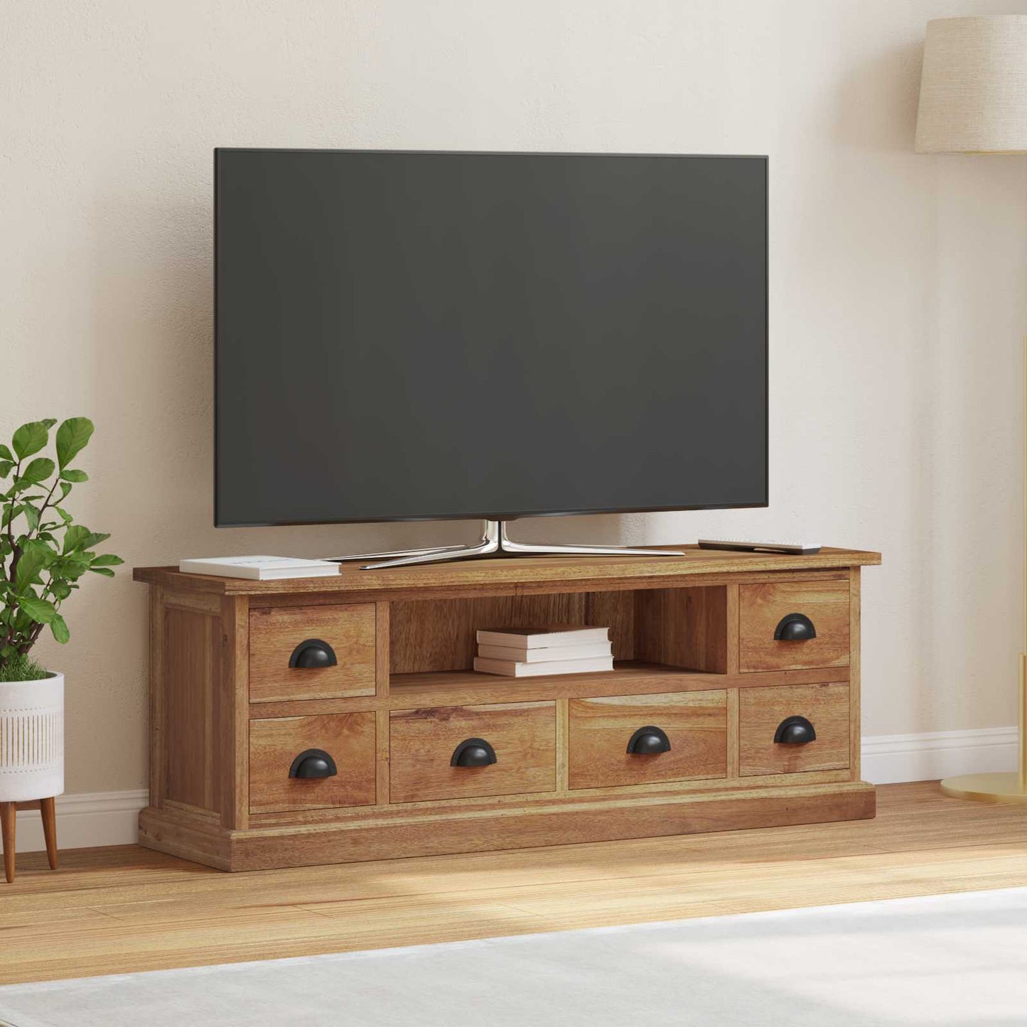 Supporto TV Naturale 110 x 30 x 40 cm Legno di teak solido