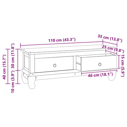 Supporto TV Naturale 110 x 35 x 40 cm Legno di teak solido