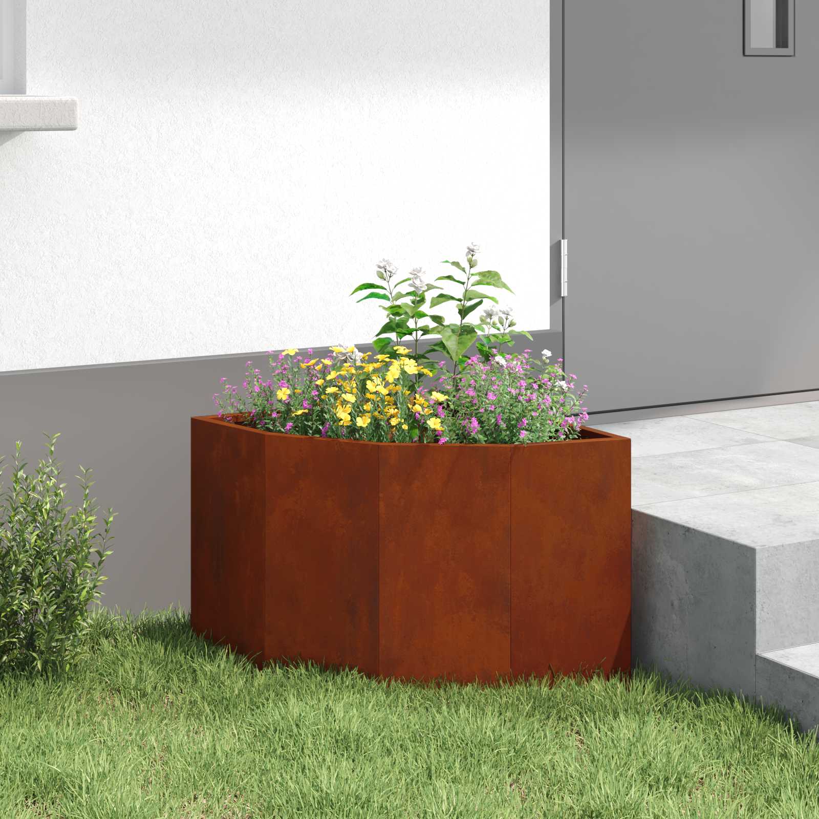 Vaso d'angolo Ruggine 45 x 45 x 35 cm acciaio corten | homemem39