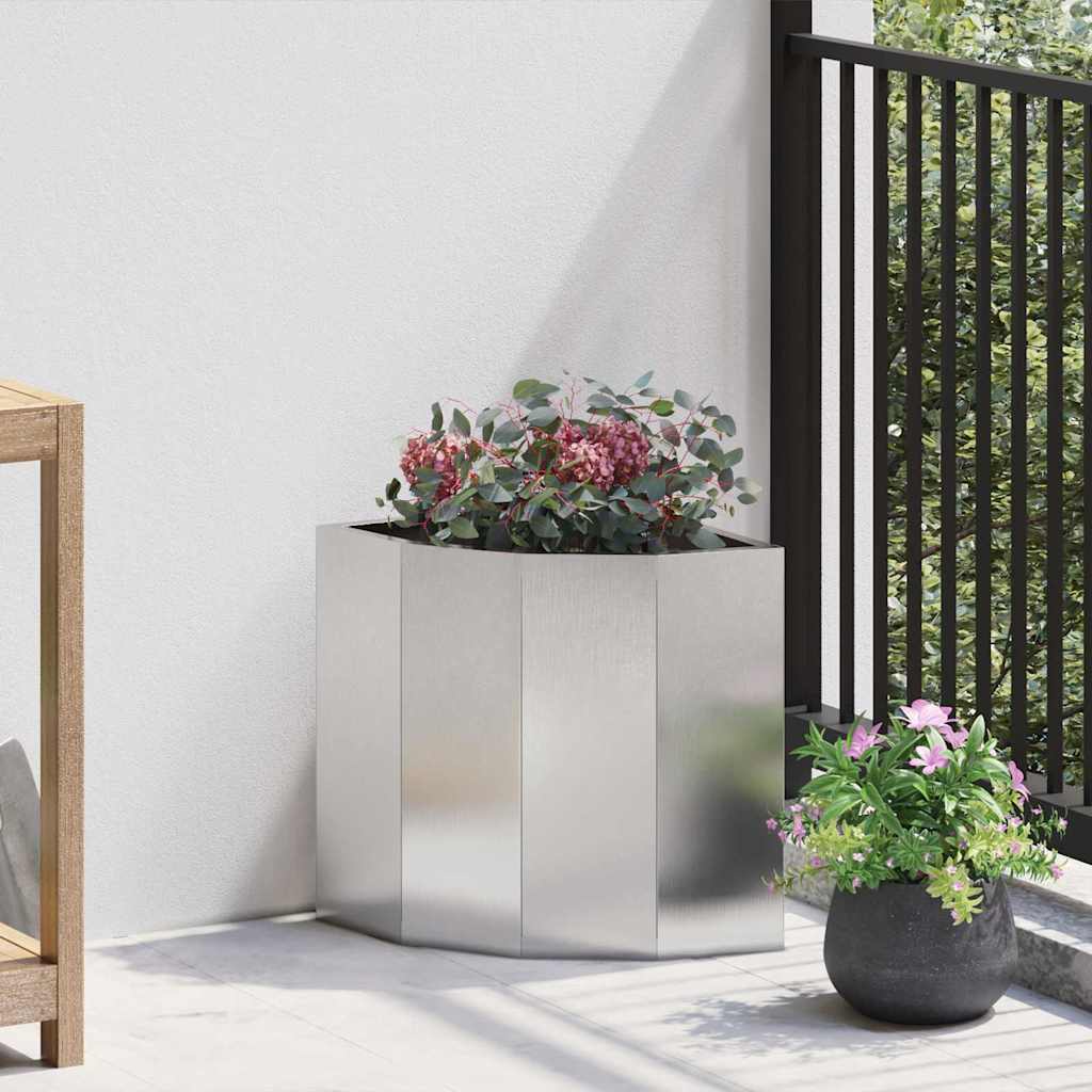 Vaso d'angolo Argento 30 x 30 x 35 cm Acciaio inossidabile