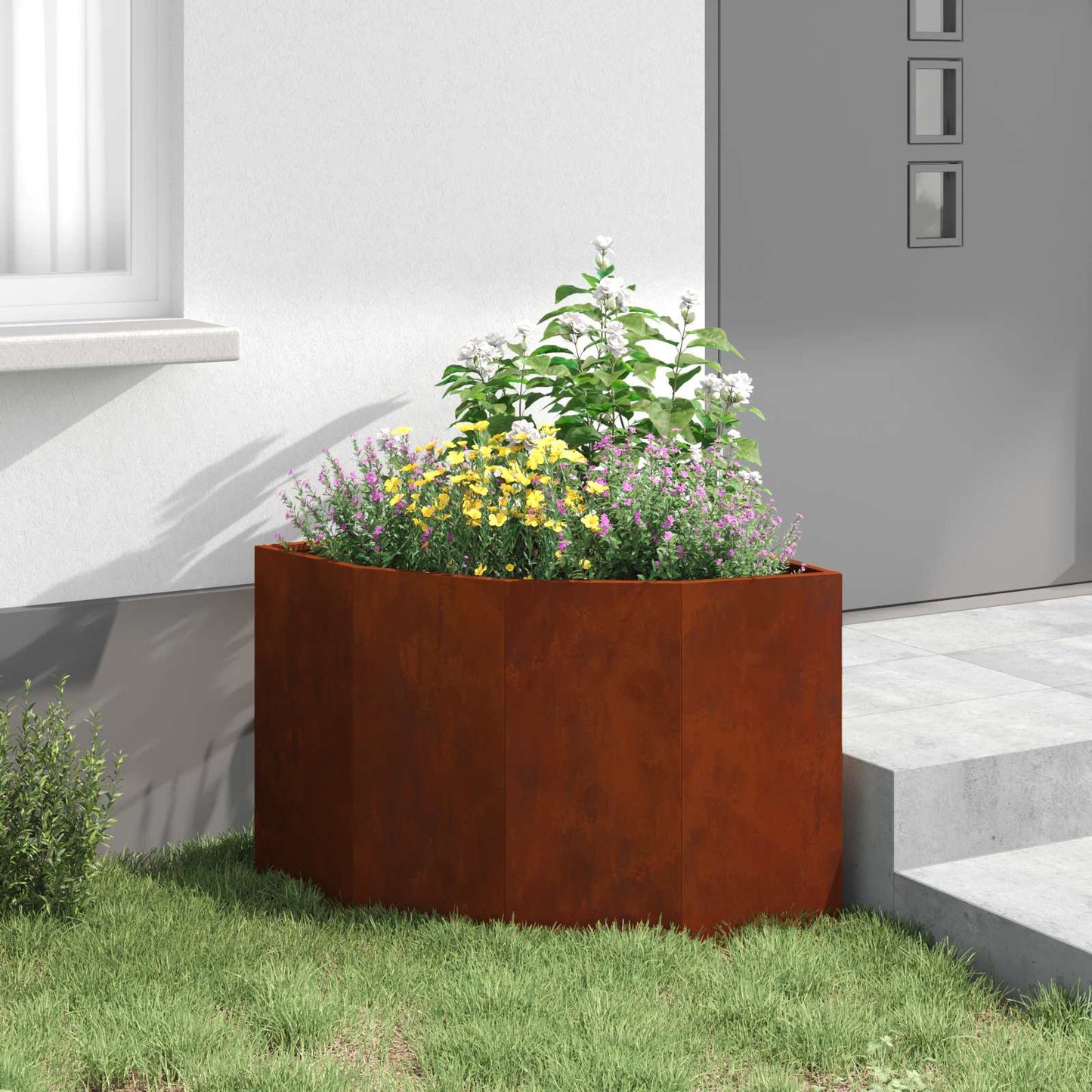 Vaso d'angolo Ruggine 60 x 60 x 50 cm acciaio corten | homemem39